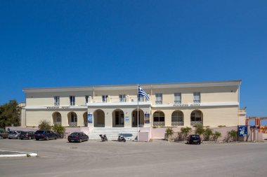 Lefkada Town, Yunanistan 16 Temmuz 2014: Panoramik şehrin Lefkada, Yunanistan