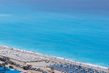 Kathisma Beach, Lefkada, Yunanistan 16 Temmuz 2014: Panoramik Kathisma Beach, Lefkada, Yunanistan
