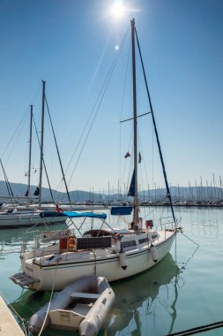 Lefkada Town, Yunanistan 17 Temmuz 2014: Yat Limanı, Lefkada town, Yunanistan