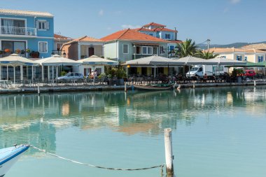 Lefkada Town, Yunanistan 17 Temmuz 2014: Panoramik şehrin Lefkada, Yunanistan