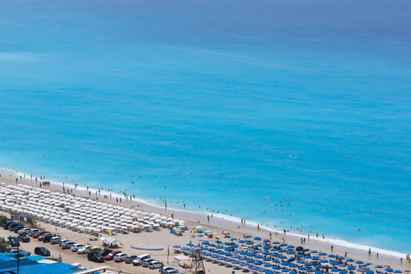 KATHISMA BEACH, LEFKADA, GREECE JULY 16, 2014: Panoramic view of Kathisma beach, Lefkada, Greece — Stock Photo, Image