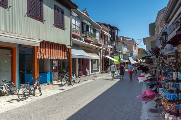 Lefkada Town, Yunanistan 17 Temmuz 2014: Panoramik şehrin Lefkada, Yunanistan