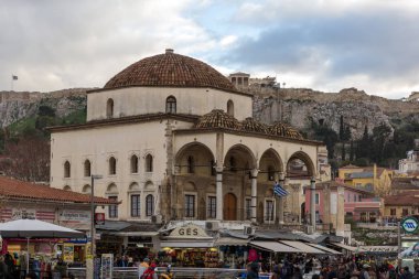 Atina, Yunanistan - 20 Ocak 2017: Monastiraki Panorama Meydanı, Atina