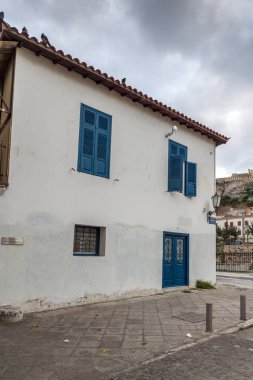 Atina, Yunanistan - 20 Ocak 2017: Eski evi, Plaka bölgesinde Atina