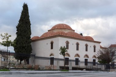 Atina, Yunanistan - 20 Ocak 2017: Gün batımı görünümü Atina'daki Fethiye Camii