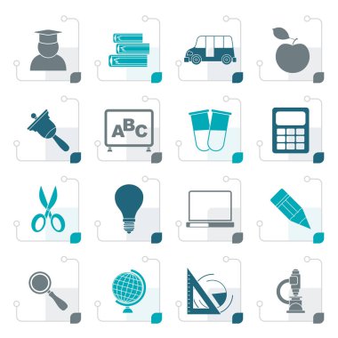 Stilize eğitim ve okul simgeler 