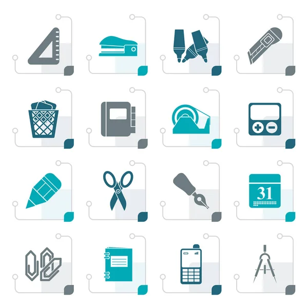 Stylized Business and office objects icons — Stock Vector