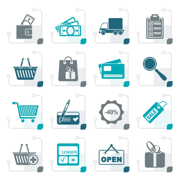 Stylized Shopping and website icons — Stock Vector