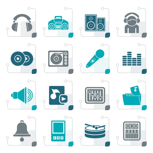 Stylized Music and sound Icons — Stock Vector