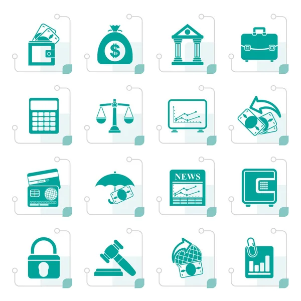 Stylized Business, finance and bank icons — Stock Vector
