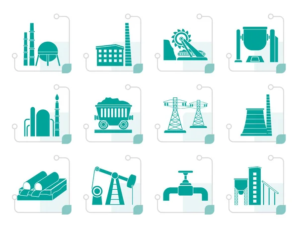 Iconos estilizados de la industria pesada — Vector de stock