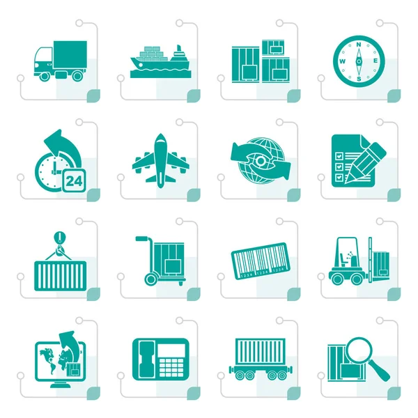 Stylized shipping and logistics icons — Stock Vector