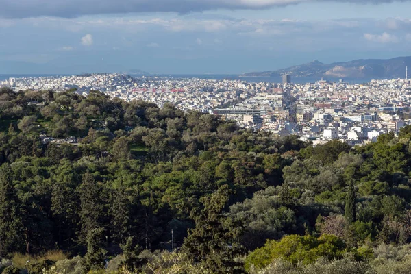 Wspaniałą panoramę od Akropolu do Aten, Attyka — Zdjęcie stockowe