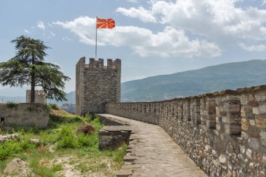 Skopje, Makedonya - 13 Mayıs 2017: Skopje kale (Kale kale) Old Town