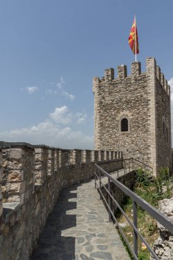 Skopje, Makedonya - 13 Mayıs 2017: Skopje kale (Kale kale) Old Town