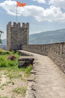 Skopje, Makedonya - 13 Mayıs 2017: Skopje kale (Kale kale) Old Town