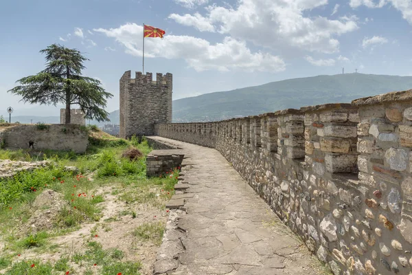 Skopje, Makedonya - 13 Mayıs 2017: Skopje kale (Kale kale) Old Town