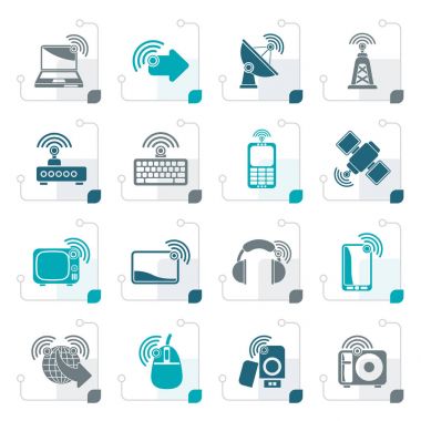 Stilize teknoloji ve kablosuz simgeleri