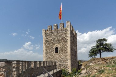 Skopje, Makedonya - 13 Mayıs 2017: Skopje kale (Kale kale) Old Town