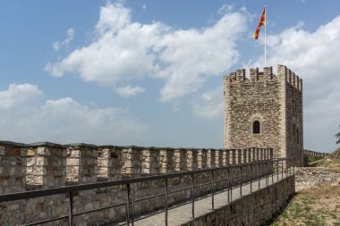 Skopje, Makedonya - 13 Mayıs 2017: Skopje kale (Kale kale) Old Town