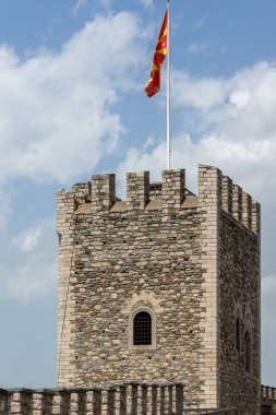 Skopje, Makedonya - 13 Mayıs 2017: Skopje kale (Kale kale) Old Town