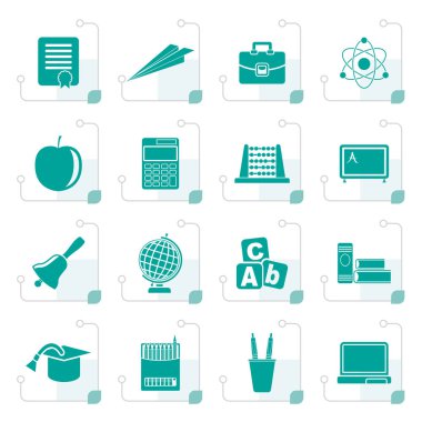 Stilize okul ve eğitim simgeler