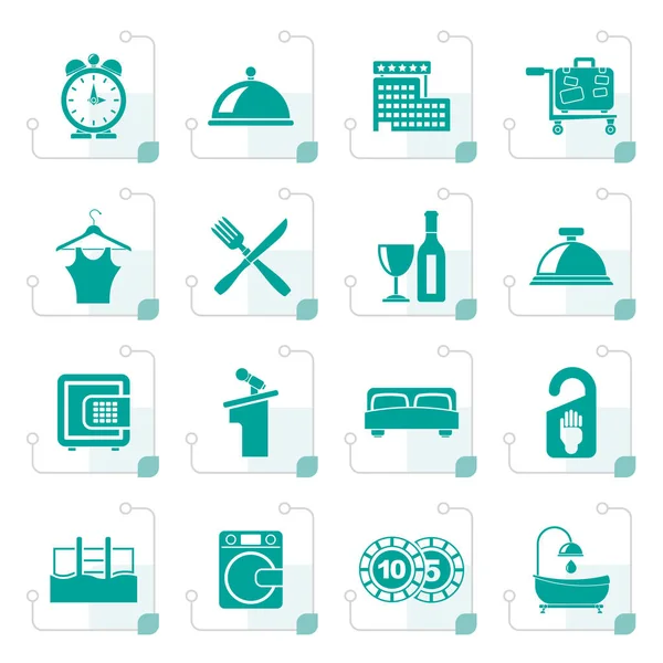 Stylized Hotel and motel icons — Stock Vector