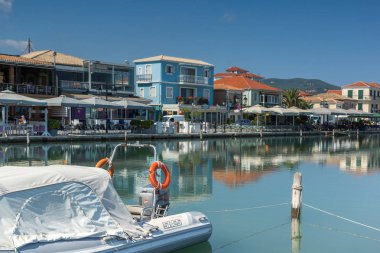 Lefkada Town, Yunanistan - 17 Temmuz 2014: Panoramik Lefkada Town, Ionian Islands set of
