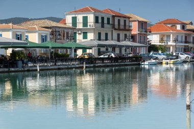 Lefkada Town, Yunanistan - 17 Temmuz 2014: Panoramik Lefkada Town, Ionian Islands set of