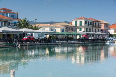 Lefkada Town, Yunanistan - 17 Temmuz 2014: Panoramik Lefkada Town, Ionian Islands set of,