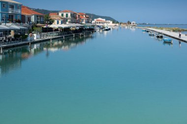 Lefkada Town, Yunanistan - 17 Temmuz 2014: Panoramik Lefkada Town, Ionian Islands set of