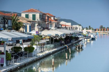 Lefkada Town, Yunanistan - 17 Temmuz 2014: Panoramik Lefkada Town, Ionian Islands set of
