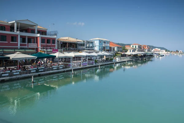 Lefkada Town, Yunanistan - 17 Temmuz 2014: Panoramik Lefkada Town, Ionian Islands set of