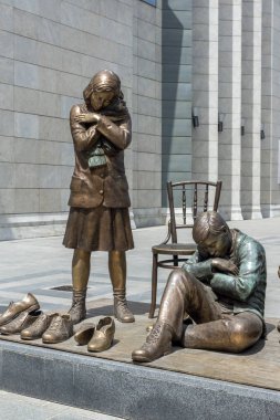 Skopje, Makedonya - 13 Mayıs 2017: Holokost Müzesi Üsküp şehir