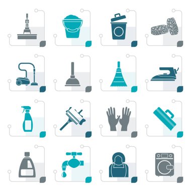 Stilize Temizleme ve hijyen simgeler