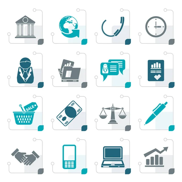 Gestileerde pictogrammen voor Business en office-objecten — Stockvector