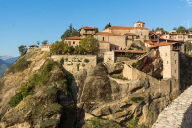 Meteora, Thessaly büyük Meteoron kutsal Manastırı muhteşem manzara