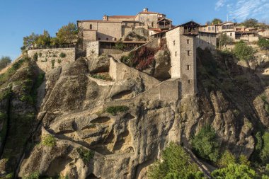 Meteora, Thessaly büyük Meteoron kutsal Manastırı muhteşem manzara