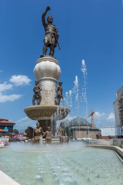 Skopje, Makedonya - 13 Mayıs 2017: Philip II Makedonya anıtın Üsküp '