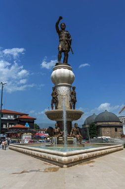 Skopje, Makedonya - 13 Mayıs 2017: Philip II Makedonya anıtın Üsküp '
