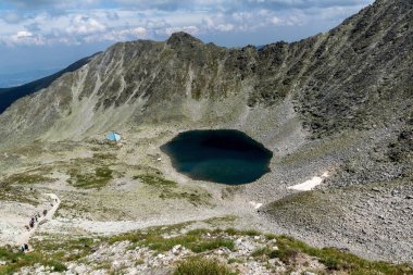 Panoramik görünümünden Musala tepe, Rila Dağı Ledenoto (ICE) Gölü