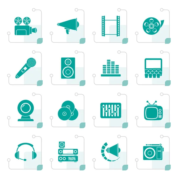 Iconos de audio y vídeo estilizados — Vector de stock