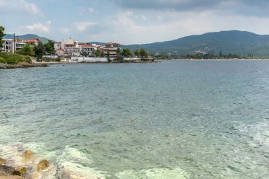 Panoramik bir şehir, Neos Marmaras Sithonia Yarımadası, Chalkidiki, orta Makedonya