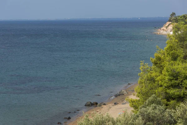 Vista panoramica sulla spiaggia di Gea nella penisola di Sithonia, Calcidica, Macedonia centrale — Foto Stock