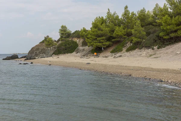 Panoramik Vatopedi Beach adlı Sithonia Yarımadası, Chalkidiki, orta Makedonya,