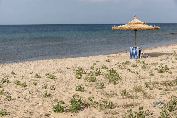 Vista panorámica de la playa de Monopetro en la península de Sithonia, Chalkidiki, Macedonia Central —  Fotos de Stock