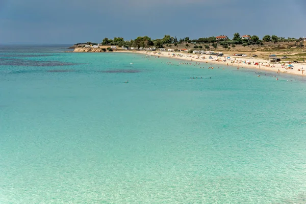 Panoramisch uitzicht van Agios Ioannis strand van Sithonia schiereiland Chalkidiki, Centraal-Macedonië — Stockfoto