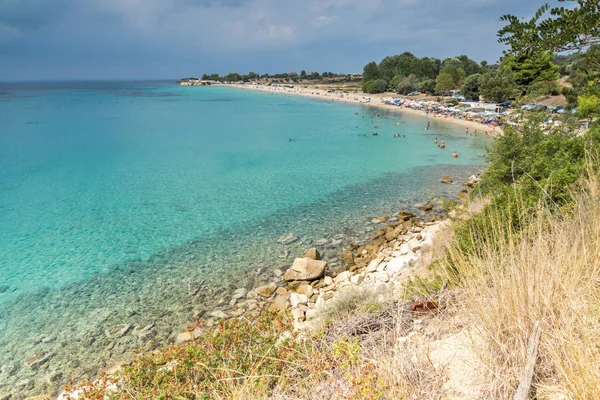 Vista panorámica de Agios Ioannis Beach en la península de Sithonia, Chalkidiki, Macedonia Central — Foto de Stock