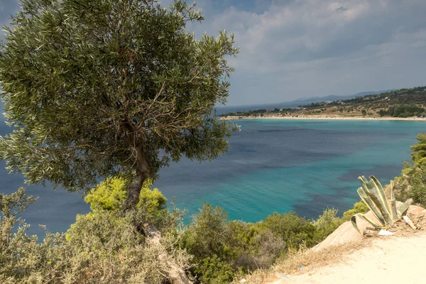 Vista panorámica de Agios Ioannis Beach en la península de Sithonia, Chalkidiki, Macedonia Central — Foto de Stock