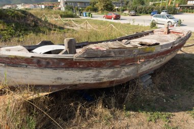 Chalkidiki, orta Makedonya, Yunanistan - 26 Ağustos 2014: Deniz manzarası, şartı kumsalda Sithonia Yarımadası, Chalkidiki, orta Makedonya